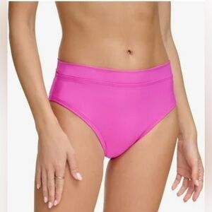 DKNY High-Waist Bikini Bottom Neon Pink | Size Large | NWT